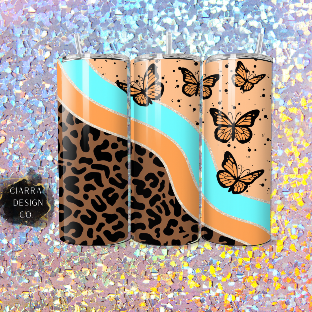 Leopard Butterfly 20oz Tumbler