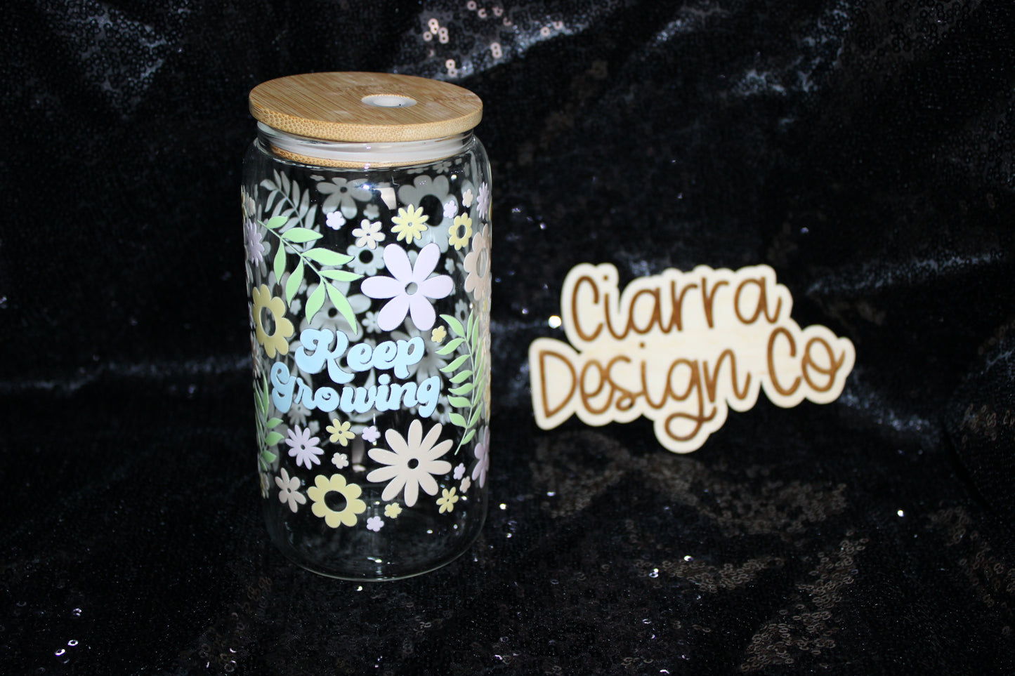 16oz Keep Growing Florals Clear Tumbler