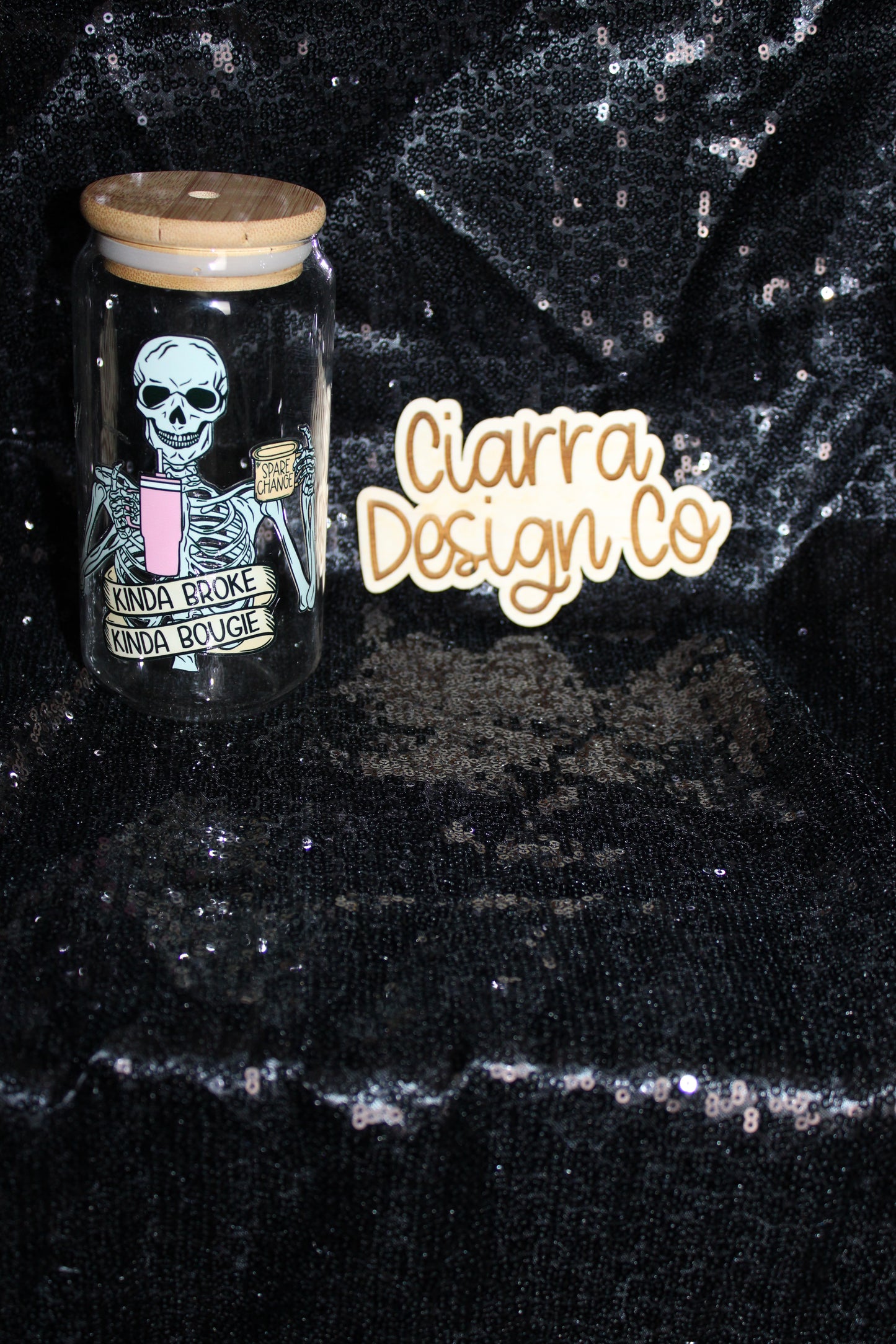 16oz Kinda Broke, Kinda Bougie Clear Glass Tumbler