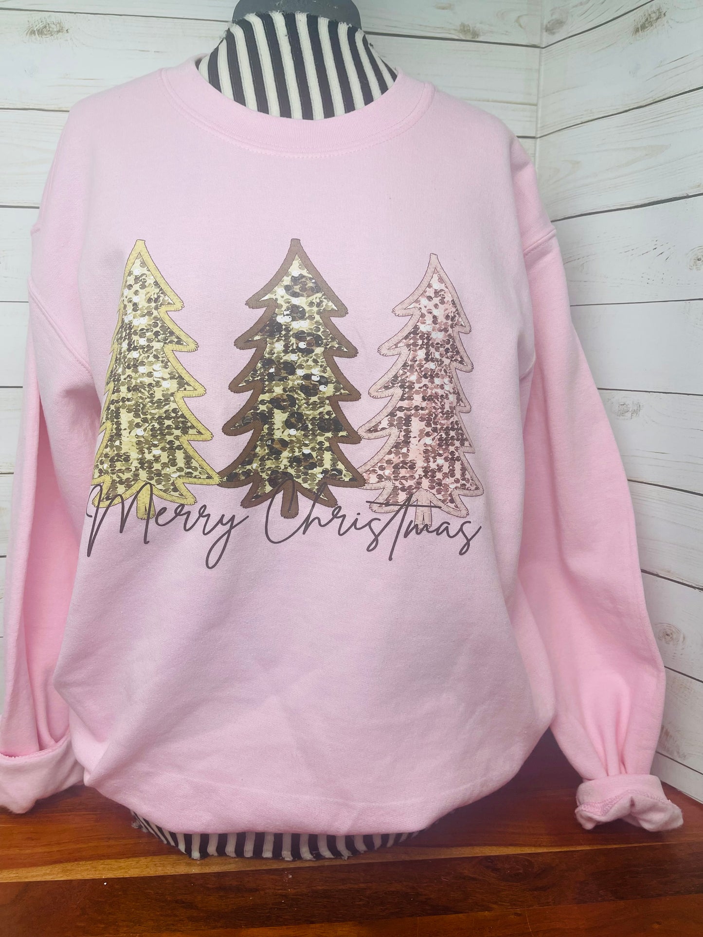 Faux Sequin Christmas Trees Sweatshirt