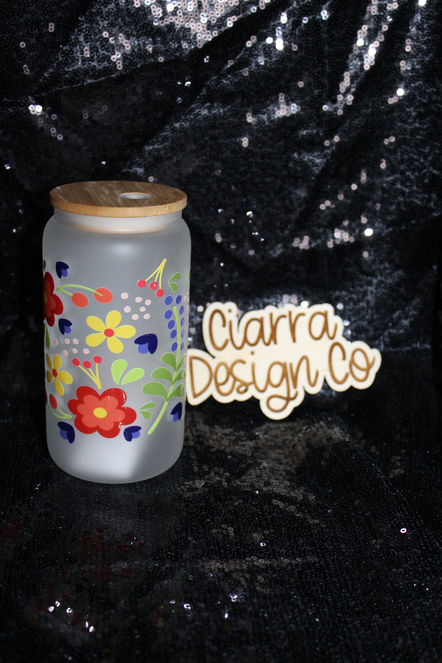 16oz Spring Floral Frosted Tumbler
