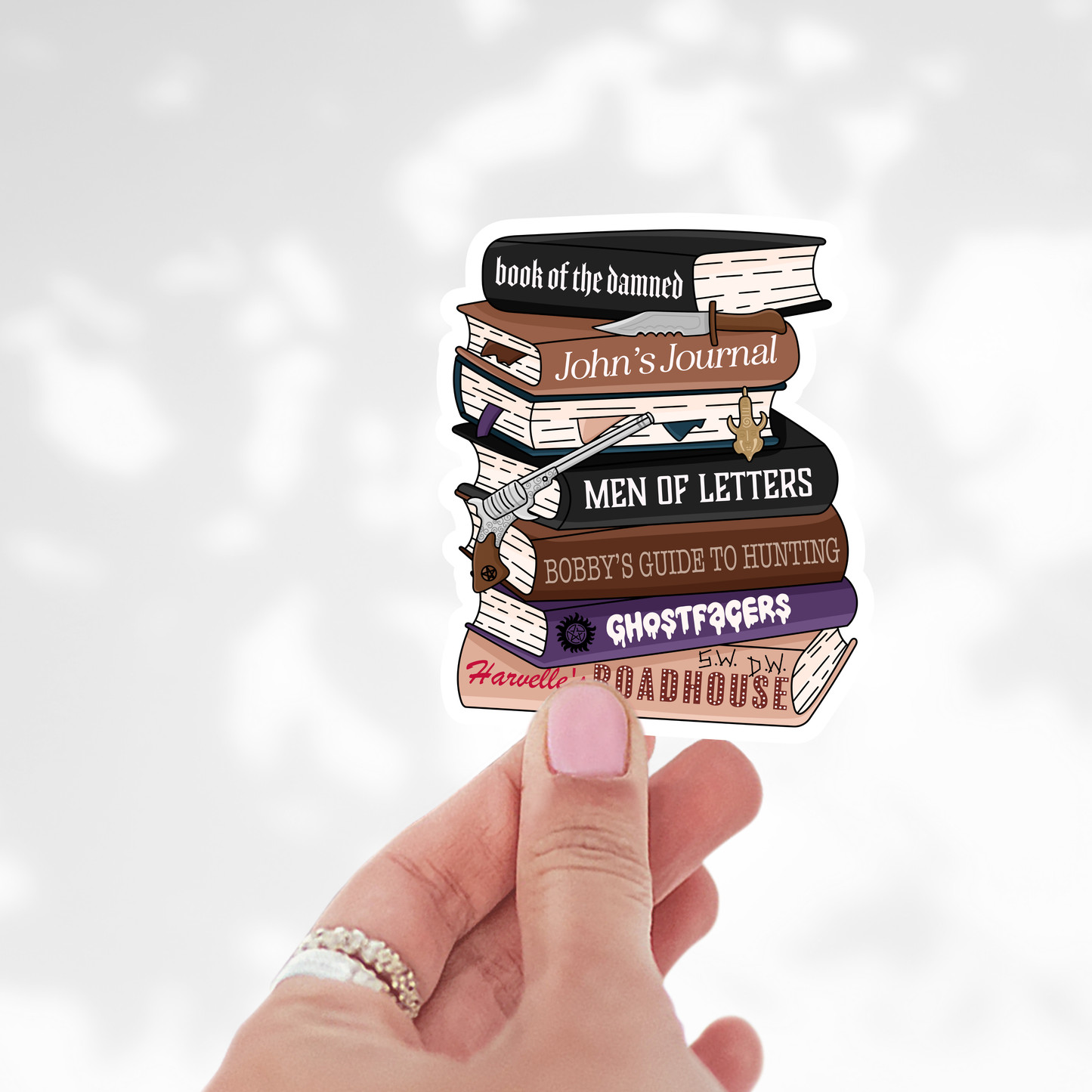 Supernatural book stack Sticker