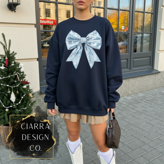 Winter Bow Navy Sweatshirt