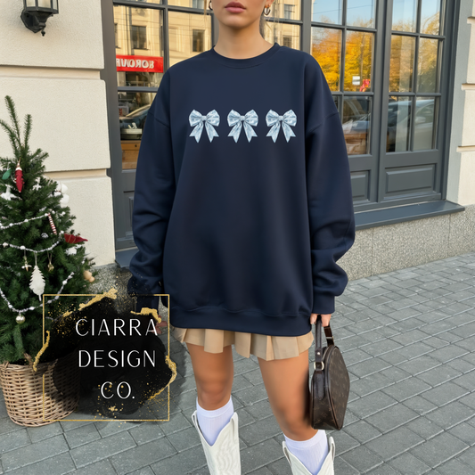 3 Winter Bow Navy Sweatshirt