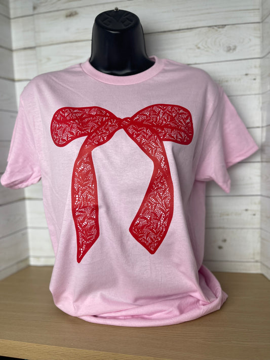 Red Lace Bow Tshirt