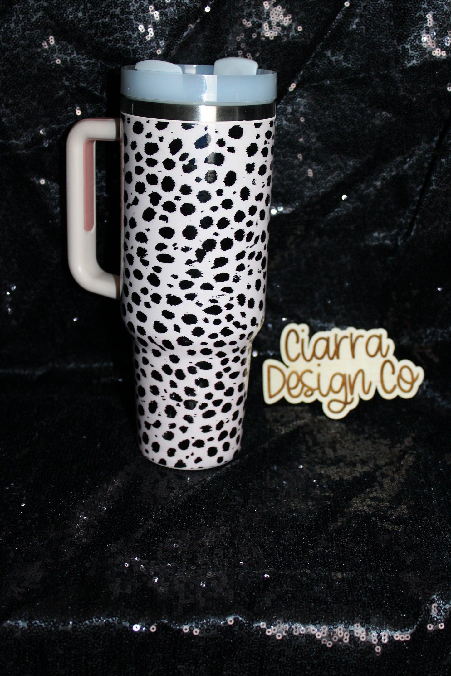 40oz Light Pink Dalmatian Tumbler